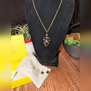 Kendra Scott Cass Gold Black Necklace And Earring Set